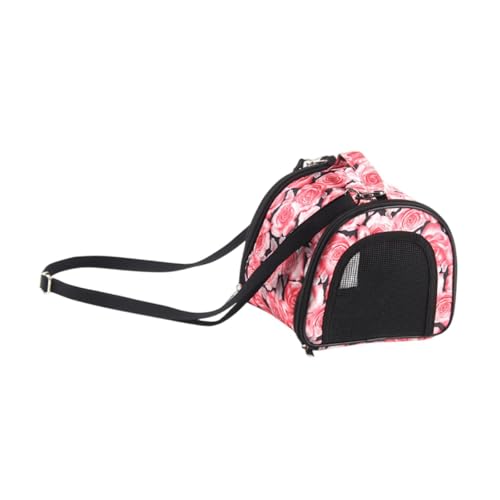 Baoblaze Hamsterträgerbeutel kleine Tierbeutel Verstellbares Riemen weicher Netz Meerschweinchenträger Reiseträger für Kaninchen kleine Tiere, Pinke Blume von Baoblaze