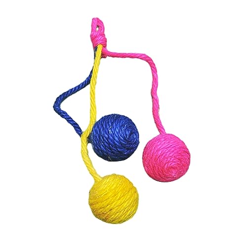 Baoblaze Handgefertigter Katzenseilball zum Aufhängen, Katzenspielzeugball, Haustier-Kratzball, hängendes Türkätzchenspielzeug, Katzenspielzeug, Sisalball, von Baoblaze