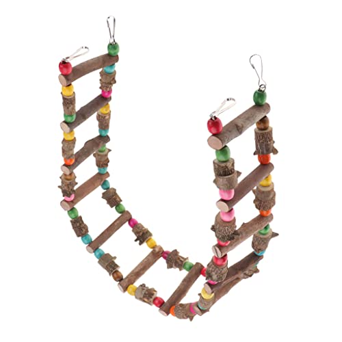 Vogel Spielzeug Leiter, Vögel Spielzeug Holzleiter, Hölzerne Strickleiter mit Seil, Bunte Leiter Brücke Papagei mit Bunten Holzperlen für Wellensittiche Sittiche Papageien Pet, 100 cm Vogel Spielzeug Leiter, Vögel Spielzeug Holzleiter, Hölzerne Strickleiter mit Seil, Bunte Leiter Brücke Papagei mit Bunten Holzperlen für Wellensittiche Sittiche Papageien Pet, 100 cm von Baoblaze