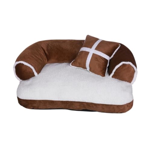 Baoblaze Hund Couch Bett Haustier Bett weich bequem mit waschbarer Abdeckung, tragbare U -Form für Hunde Welpe Innenkatzen, Weiß Braun von Baoblaze