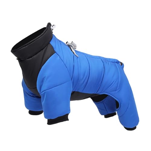 Baoblaze Hunde-Wintermantel, Hundemantel mit Geschirr, Rollkragen-Hunde-Winterjacke, warme Hundekleidung mit Reißverschluss und reflektierenden Streifen, Blau 2XL von Baoblaze