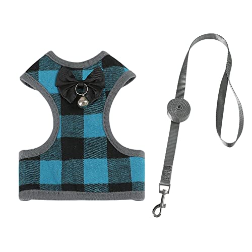 Baoblaze Hundegeschirr und Leine Set Katzengeschirr ausbruchsicher, einfach an- und auszuziehen, Blaues Plaid L von Baoblaze