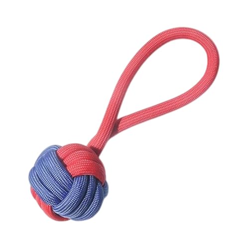 Baoblaze Hundeknottespielzeug Kautspielzeug tragbarer beißendes leichtes Ball Knoten Seil -Hundespielzeug, hartes Hund Spielzeug für Welpen, 20cmx6cm Blau Rot von Baoblaze