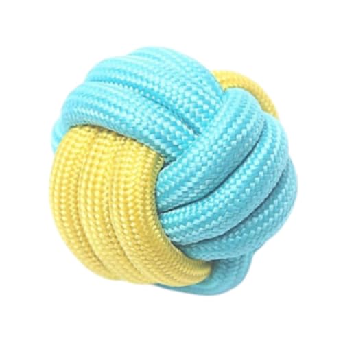 Baoblaze Hundeknottespielzeug Kautspielzeug tragbarer beißendes leichtes Ball Knoten Seil -Hundespielzeug, hartes Hund Spielzeug für Welpen, 6 cm Gelbblau von Baoblaze