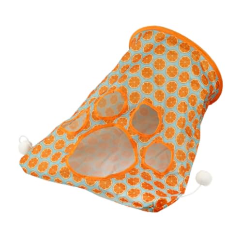 Baoblaze Katzen -Tunnel -Beutel für Innenkatzen interaktive Versteck und Suche mit Spielzeugball -Haustunnel Crinkle Sack -Sack -Tasche für Kätzchen Spielen, Orange von Baoblaze