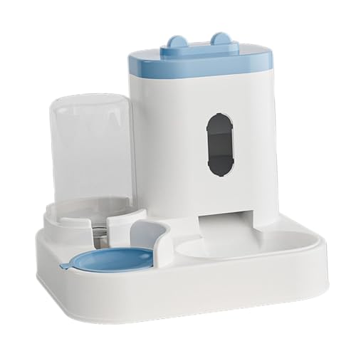 Baoblaze Katzenfutter, Hundewassernapf, 2-in-1, automatischer Futterspender für Haustiere, Füttern und Trinken, integrierter, waschbarer Welpen-Wasserspender, Blau von Baoblaze