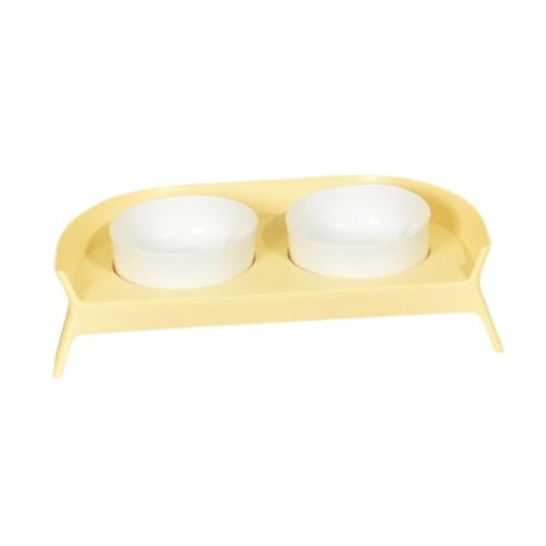 Baoblaze Katzenfutter-Wassernapf-Set, doppelter Futternapf für Haustiere, kein unordentliches, leicht zu reinigendes Design mit rutschfestem Ständer, Gelb Weiss Baoblaze Katzenfutter-Wassernapf-Set, doppelter Futternapf für Haustiere, kein unordentliches, leicht zu reinigendes Design mit rutschfestem Ständer, Gelb Weiss von Baoblaze