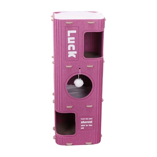 Baoblaze Katzenkletterbaum Katzenkletterhaus Indoor Katzenmöbel Spielhaus Spielruhe Tragbarer Tunnel Aktivität Spielturm Kratzen, 3-Schicht-violett von Baoblaze
