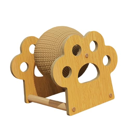 Baoblaze Katzenkratzball mit Ständer, Massivholzrahmen, Kätzchenkratzball, schützt Sofa und, für kleine, mittelgroße und große Katzen, Bewegung, Pfotenform von Baoblaze