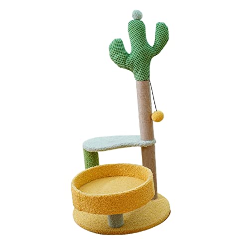 Baoblaze Katzenkratzbaum, Sisal-Sprungplattform mit baumelndem Ball, Kletter-Katzen-Aktivitätszentrum, Kaktus-Katzenkratzer für Kätzchen, Katzen, beißen von Baoblaze