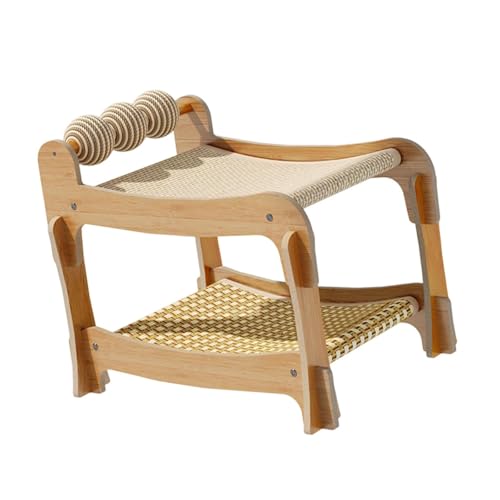 Baoblaze Katzenkratzbett für 2 Katzen, atmungsaktiv, für den Sommer, mit Ballspielzeug, Hängematte, doppelstöckig, zum Schlafen, Ausruhen, Lounge, Kratzpad von Baoblaze