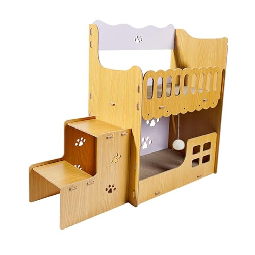 Baoblaze Katzenkratzer Katze Villa vertikales Interaktionsball Spielzeug verhindert Möbelschaden Katzenhaus Katze Nest für Kätzchen kleine Tiere von Baoblaze