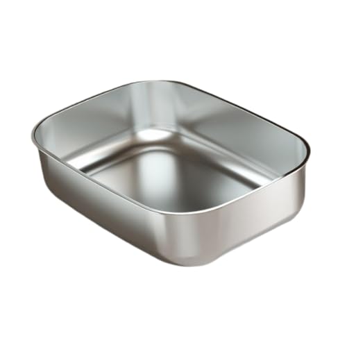Baoblaze Katzentoilette aus Edelstahl, Katzentoilette mit hohen Seitenwänden, Katzenstreubehälter mit offener Oberseite, Katzentoilette, Katzensandkasten für Baoblaze Katzentoilette aus Edelstahl, Katzentoilette mit hohen Seitenwänden, Katzenstreubehälter mit offener Oberseite, Katzentoilette, Katzensandkasten für von Baoblaze