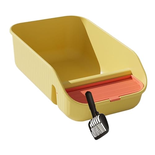 Baoblaze Katzentoilette für Hauskatzen mit Schaufel, groß, mit Streuschild, halbgeschlossen, Oben offen, hohe Seiten, für Kleintiere, Kätzchen, Gelb Baoblaze Katzentoilette für Hauskatzen mit Schaufel, groß, mit Streuschild, halbgeschlossen, Oben offen, hohe Seiten, für Kleintiere, Kätzchen, Gelb von Baoblaze