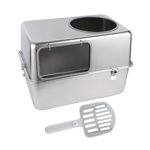 Baoblaze Katzentoilette mit Haube und Deckel, Abgedeckte Katzentoilette mit Klappe an der Vordertür, Tragbare aus Edelstahl für Haustiere, Kätzchentöpfchen, Ohne Pedal Baoblaze Katzentoilette mit Haube und Deckel, Abgedeckte Katzentoilette mit Klappe an der Vordertür, Tragbare aus Edelstahl für Haustiere, Kätzchentöpfchen, Ohne Pedal von Baoblaze