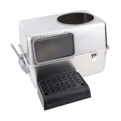 Baoblaze Katzentoilette mit Haube und Deckel, Abgedeckte Katzentoilette mit Klappe an der Vordertür, Tragbare aus Edelstahl für Haustiere, Kätzchentöpfchen, mit Pedal Baoblaze Katzentoilette mit Haube und Deckel, Abgedeckte Katzentoilette mit Klappe an der Vordertür, Tragbare aus Edelstahl für Haustiere, Kätzchentöpfchen, mit Pedal von Baoblaze