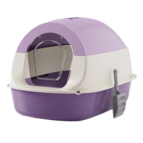 Baoblaze Katzentoilette mit Kapuze und Deckel, Haustiertoilette mit Kapuze und Vordertür, kompakt, leicht zu reinigen, große Katzentoilette, violett Baoblaze Katzentoilette mit Kapuze und Deckel, Haustiertoilette mit Kapuze und Vordertür, kompakt, leicht zu reinigen, große Katzentoilette, violett von Baoblaze