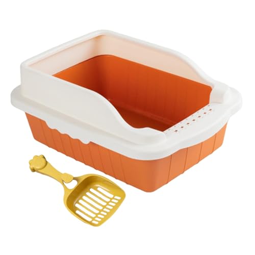 Baoblaze Katzentoilette mit offener Oberseite, Katzentoilette, Bettpfanne, Katzentoilette, Tiefe Toilette mit Streusieblöffel, Töpfchentoilette für Kaninchen, Orange S 27x18x15CM von Baoblaze