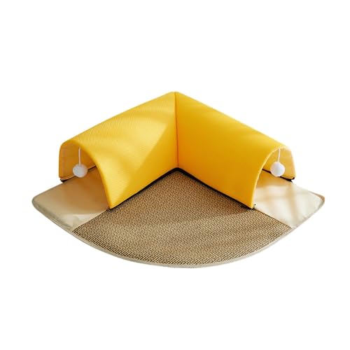 Baoblaze Katzentunnel- und Bettspielzeug-Set mit Spielzeugball, maschinenwaschbar, für Kätzchen, Welpen, Kaninchen, Frettchen, Katzen-Aktivitätszentrum für, gelb 50cm von Baoblaze