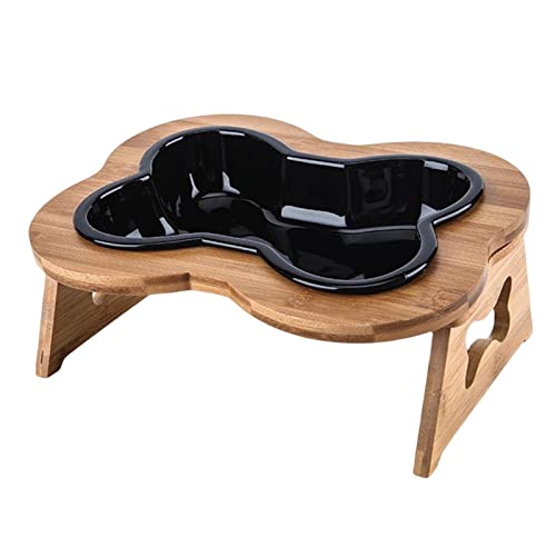 Baoblaze Knochenförmige Haustier-Hundenäpfe mit Holzständer, erhöhter, geneigter Haustier-Futternapf, Rutschfester Haustier-Katzen-Futterbehälter, Schwarz Baoblaze Knochenförmige Haustier-Hundenäpfe mit Holzständer, erhöhter, geneigter Haustier-Futternapf, Rutschfester Haustier-Katzen-Futterbehälter, Schwarz von Baoblaze