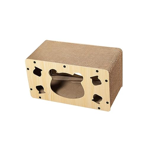 Baoblaze Kratzbox für Katzen, Lounge-Kratzbrett, rechteckig, aus Wellpappe, vielseitiges, verdicktes Katzenspielzeug zum Schutz Ihrer Inneneinrichtung, Bär 50x28x30cm von Baoblaze
