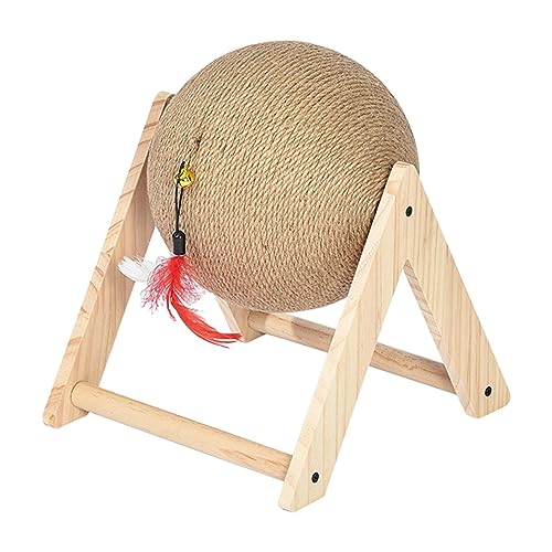 Baoblaze Kratzspielzeug für Katzen aus Holz, Sisal, drehbarer Ball, dreieckiger Rahmen, Möbelschutz, einfache Installation von Kaninchenspielzeug für von Baoblaze