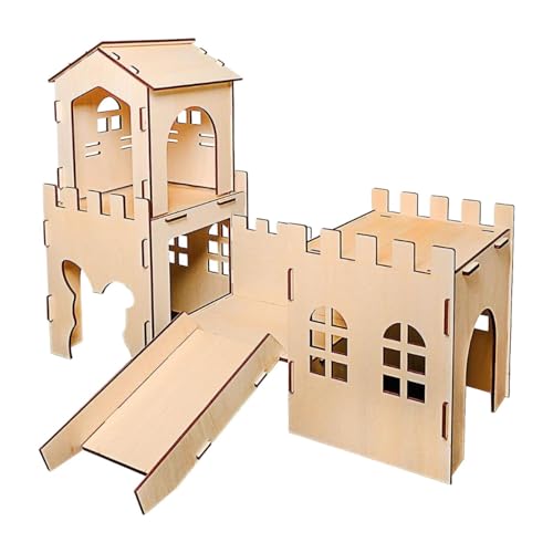 Baoblaze Meerschweinchenhaus aus Holz, Hasenhaus, Höhle, große Hütte, Kaninchenversteck, Burg, Versteck für Lemminge, Rennmaus, Chinchilla, Igel von Baoblaze