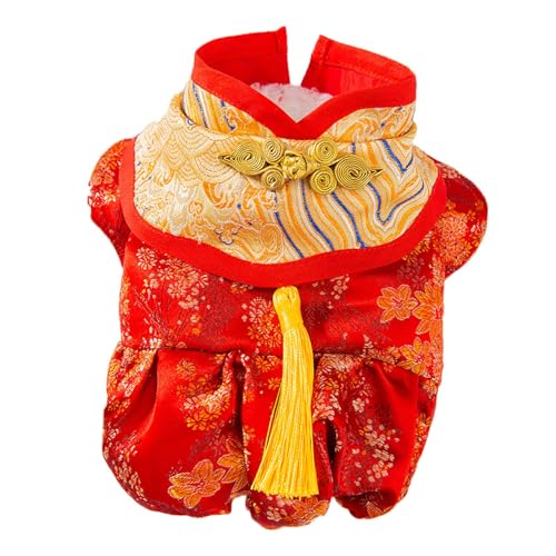 Baoblaze Neujahrs-Hundekostüm, Tang-Anzug für Hunde, Winterbekleidung, Rock, Cheongsam, Qipao, Haustierkostüm für Welpen, Hunde, Haustiergeschenke, Mottoparty von Baoblaze