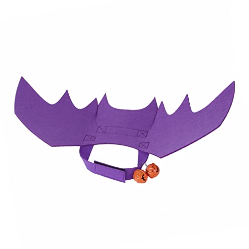 Baoblaze Niedliches Halloween-Hundefledermaus-Flügel-Katzen-Kleidungskostüm mit 2 Kürbisglocken-Welpen für Cosplay-Weihnachtsfeier-Dekoration, Lila 48cmx20cm von Baoblaze