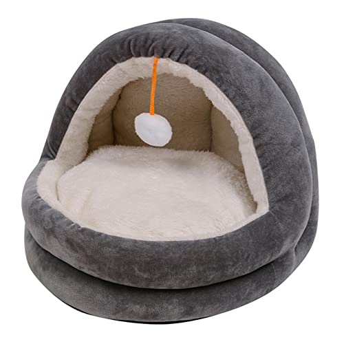 Baoblaze Niedliches Katzenbett für Katzen im Innenbereich, rutschfeste Kätzchenhöhle, halbgeschlossenes Hundeschlafbett, Warmer, gemütlicher Korb, GRAU, m von Baoblaze
