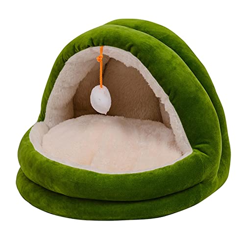 Baoblaze Niedliches Katzenbett für Katzen im Innenbereich, rutschfeste Kätzchenhöhle, halbgeschlossenes Hundeschlafbett, Warmer, gemütlicher Korb, GRÜN, S von Baoblaze