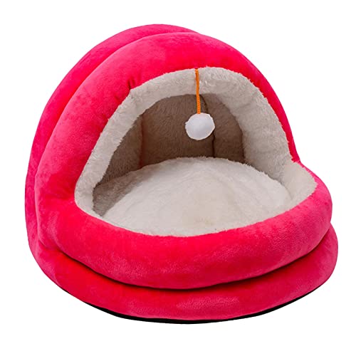 Baoblaze Niedliches Katzenbett für Katzen im Innenbereich, rutschfeste Kätzchenhöhle, halbgeschlossenes Hundeschlafbett, Warmer, gemütlicher Korb, ROSA, m von Baoblaze