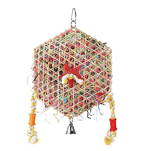 Baoblaze Papageienspielzeug, Vogel-Kauspielzeug, hängendes Seil, interaktives Spielzeug, Fußspielzeug mit Glocke, Futtersuchspielzeug, von Baoblaze