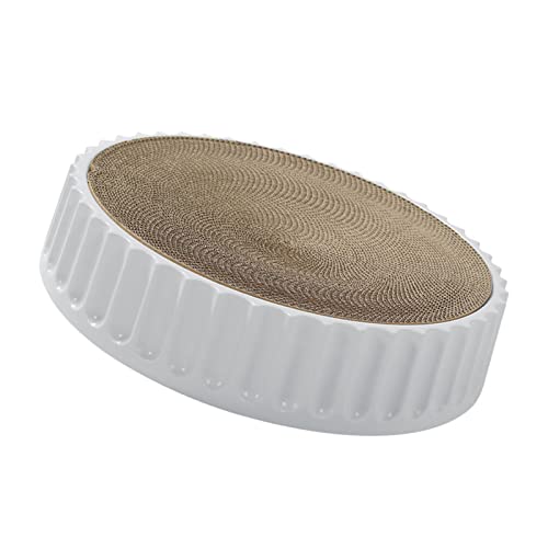 Baoblaze Pet Cat Scratcher Pad Toy, Kratzbrett, Grind Claws Indoor Wellpappe Möbelschutz für Zubehör, Weiß Durchmesser 45cm von Baoblaze