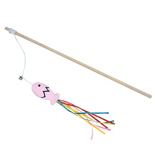 Baoblaze Pet Cat Teaser Toys Ribbon Cat Interaktives Spielzeug Holzstab mit Mini-Glocke, ROSA von Baoblaze