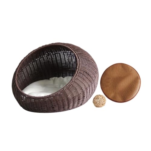 Baoblaze Pet House kleine Hundebett Nachahmung Rattan atmungsaktiven runden Katzen kleine Hunde, Dunkelbraun Baoblaze Pet House kleine Hundebett Nachahmung Rattan atmungsaktiven runden Katzen kleine Hunde, Dunkelbraun von Baoblaze
