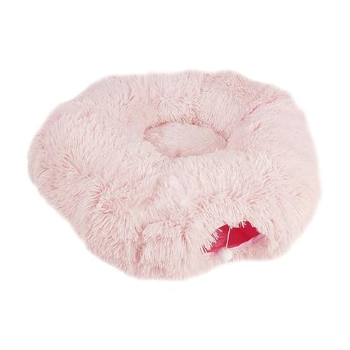 Baoblaze Plüsch-Katzen-Tunnelbett, Donut-Tunnel, Katzenhaus mit Ball, multifunktionales Katzenversteck, Plüsch-Spielhöhle für Chase Rest Hide, Rosa von Baoblaze