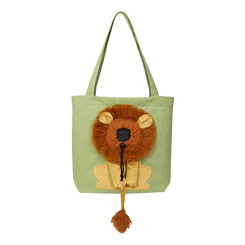 Baoblaze Schultertragetasche für Haustiere, Reise-Transporttasche, Löwenmuster, süßes Segeltuch, bequem, atmungsaktiv, zum Wandern, Spazierengehen, Kitty, Grün groß von Baoblaze