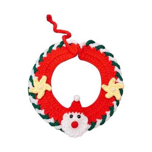 Baoblaze Strickendes Katzenhalsband, Kätzchen-Halskette, Schal, verstellbar, Geschenk, Weihnachtsmann, Weihnachten, Anzieh-Urlaub, handgewebt, Häkel-Lätzchen, von Baoblaze