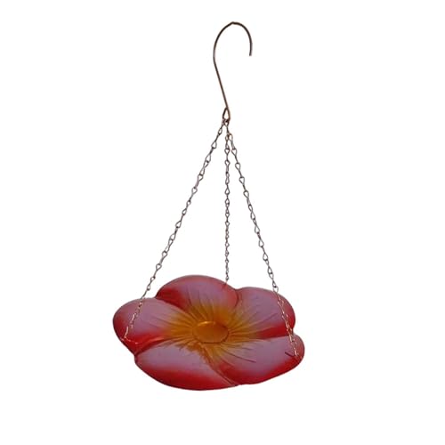 Baoblaze Vogelfutterstation mit Haken, leicht zu reinigen, Blumenform, stabil, hängendes Vogelbad, Futternapf für Terrasse, Außenbereich, Garten, Hinterhof, Rot Gelb von Baoblaze