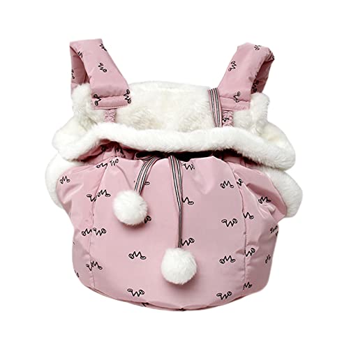 Baoblaze Winter Warme Haustiertragetasche, Katzenrucksack Kurze Brust Zum Mitnehmen Hundekatzentasche, Verstellbare Haustiertragetasche für Kleine Hunde, Bepink von Baoblaze