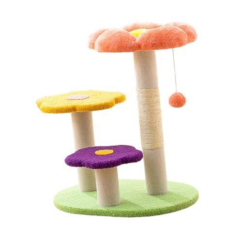 Blumenkratzbaum für Hauskatzen mit interaktivem Ball, 3 Ebenen, vertikale Katzenstange, Sisalseil-Kratzstange für Kätzchen, Orange Blumenkratzbaum für Hauskatzen mit interaktivem Ball, 3 Ebenen, vertikale Katzenstange, Sisalseil-Kratzstange für Kätzchen, Orange von Baoblaze
