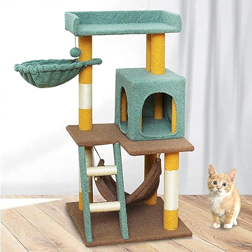 Katzenhaus, 100 cm hoher Katzenbaum für Hauskatzen, mehrstöckiges Katzenaktivitätszentrum mit Sisal-überzogenen Katzentoiletten, Kratzbäumen, Hängematte, Leiter und Sitzstangen, Katzenständerhaus Katzenhaus, 100 cm hoher Katzenbaum für Hauskatzen, mehrstöckiges Katzenaktivitätszentrum mit Sisal-überzogenen Katzentoiletten, Kratzbäumen, Hängematte, Leiter und Sitzstangen, Katzenständerhaus von Baodiale