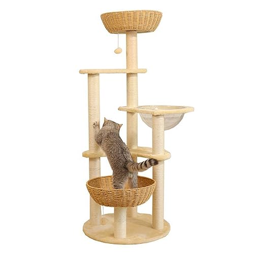 Katzenhaus, 141 cm großer Katzenbaum, Katzenturm, Kätzchen-Spielturm mit transparentem Katzennest, Kratzbaum, Katzenständer, Katzen-Aktivitätszentrum für Hauskatzen Katzenhaus, 141 cm großer Katzenbaum, Katzenturm, Kätzchen-Spielturm mit transparentem Katzennest, Kratzbaum, Katzenständer, Katzen-Aktivitätszentrum für Hauskatzen von Baodiale