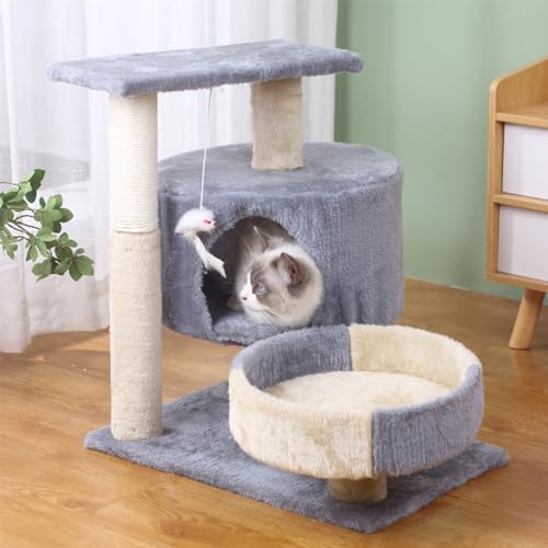 Katzenhaus, Katzenbaum, Kleiner Katzenturm mit großem Haus, 2 Arten von Katzenaktivitätsbaum mit Sisal-Katzenkratzbaum, interaktiver Hängeball für Hauskatzen Katzenhaus, Katzenbaum, Kleiner Katzenturm mit großem Haus, 2 Arten von Katzenaktivitätsbaum mit Sisal-Katzenkratzbaum, interaktiver Hängeball für Hauskatzen von Baodiale