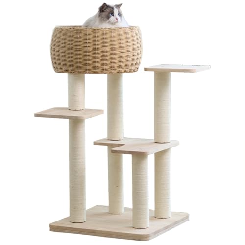 Katzenhaus, Katzenbaum für drinnen, Moderne Katzenturmmöbel, Sisal-Kratzbäume, Katzenhaus mit Rattan-Sitzstange, Klettergerüst für kleine Kätzchen Katzenhaus, Katzenbaum für drinnen, Moderne Katzenturmmöbel, Sisal-Kratzbäume, Katzenhaus mit Rattan-Sitzstange, Klettergerüst für kleine Kätzchen von Baodiale