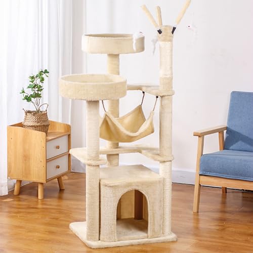 Katzenhaus, Kratzbaum und -betten, Kleiner Katzenbaum für Hauskatzen, Katzenhängematte, 3-stöckiger Katzenbaum mit Sitzstange Oben für Kätzchen und große Erwachsene Katzen Katzenhaus, Kratzbaum und -betten, Kleiner Katzenbaum für Hauskatzen, Katzenhängematte, 3-stöckiger Katzenbaum mit Sitzstange Oben für Kätzchen und große Erwachsene Katzen von Baodiale