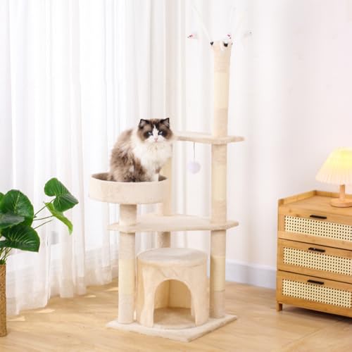 Katzenhaus Katzenbaum, Katzenturm mit Sisal-Kratzbaum für Hauskatzen, 95/141/146/182 cm, mehrstöckiges Katzenhaus mit Sitzstange und Kätzchenspielzeug, Katzenmöbel für Kätzchen Katzenhaus Katzenbaum, Katzenturm mit Sisal-Kratzbaum für Hauskatzen, 95/141/146/182 cm, mehrstöckiges Katzenhaus mit Sitzstange und Kätzchenspielzeug, Katzenmöbel für Kätzchen von Baodiale