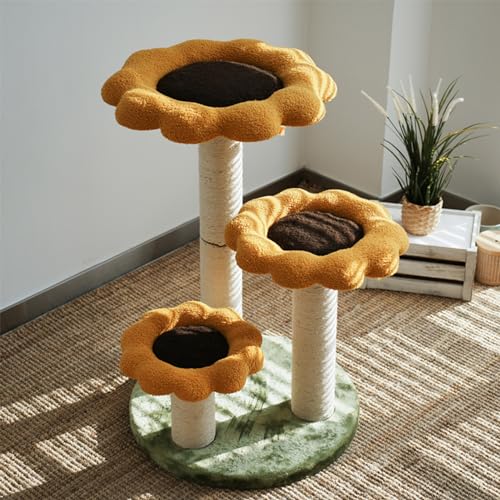 Katzenhaus-Katzenbaum, süßer Katzenturm in Sonnenblumenform für Kätzchen mit natürlichem Sisal-Kratzbaum, stabiles mehrstöckiges Aktivitätszentrum für Hauskatzen, Klettergerüst für Katzen Katzenhaus-Katzenbaum, süßer Katzenturm in Sonnenblumenform für Kätzchen mit natürlichem Sisal-Kratzbaum, stabiles mehrstöckiges Aktivitätszentrum für Hauskatzen, Klettergerüst für Katzen von Baodiale