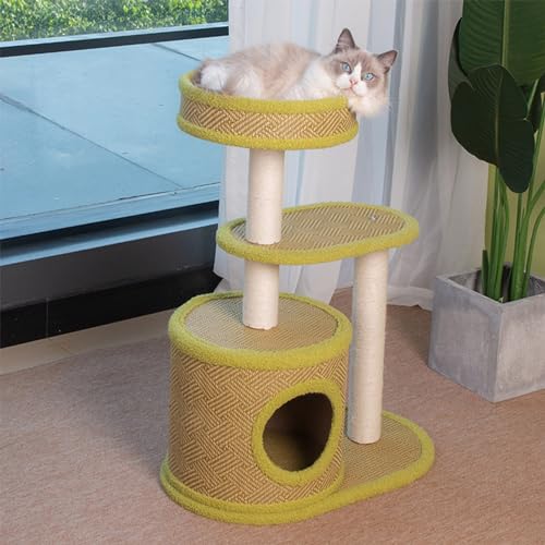 Katzenhaus Katzenbaum 46/76/122 cm Katzenturm für Hauskatzen Mehrstöckiges Katzenmöbel-Apartment mit Sisal-Kratzbrett - Grün Katzenhaus Katzenbaum 46/76/122 cm Katzenturm für Hauskatzen Mehrstöckiges Katzenmöbel-Apartment mit Sisal-Kratzbrett - Grün von Baodiale